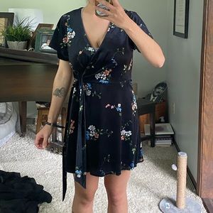 Velvet floral mini dress